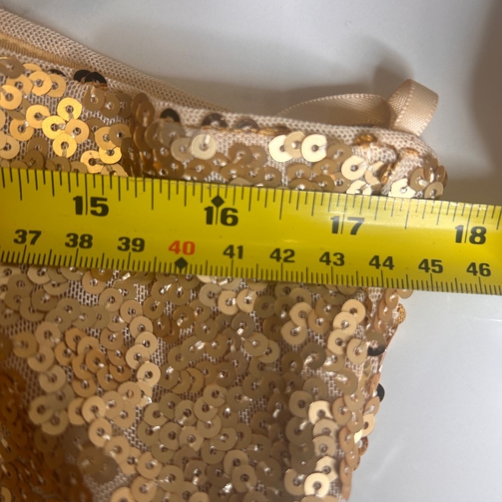 BCBGMAXAZRIA Women's Fit and Flare Floor Length Sequin Evening Gown Gold Sz.L - Picture 11 of 16